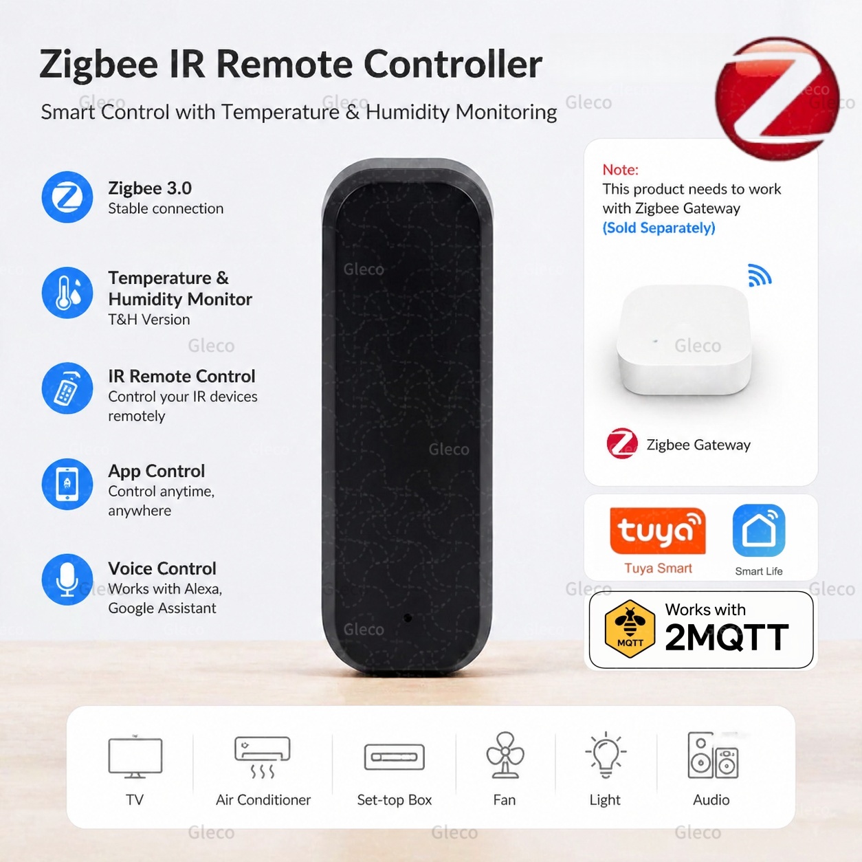 Home Assistant Tuya - Zigbee スマート IR リモコン赤外線ユニバーサルスマートホームリモートブラスター Google アシスタント