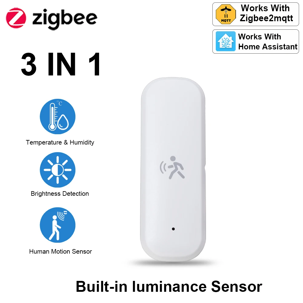 Home Assistant Tuya - ZigBee スマート Pir モーションセンサー検出器、温度と湿度センサー付きセキュリティ盗難はホームアシスタントで動作します