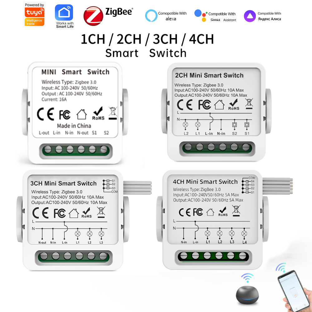 Smart Relay Tuya - Tuya Zigbee 3.0 スマートスイッチ 1/2/3/4ウェイ ミニスマートライトブレーカー