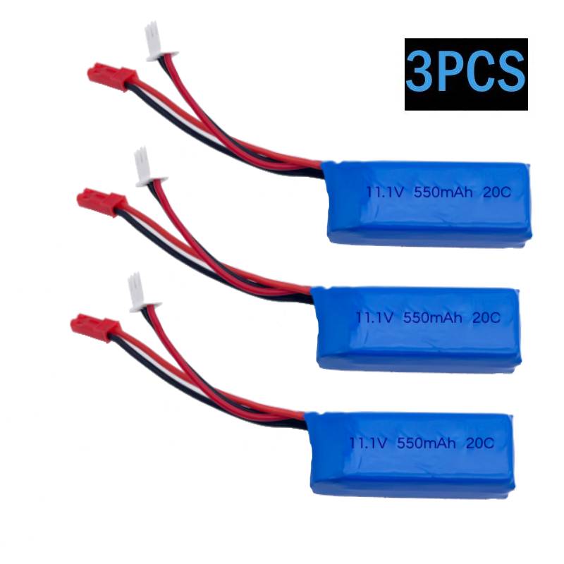 Shelly Plug - 3個入り 20C 3S 11.1V 550mAh RC用リチウムポリマーバッテリー、JSTプラグ付き、高放電リチウムバッテリー、RC飛行機、バギー、戦車モデル用。