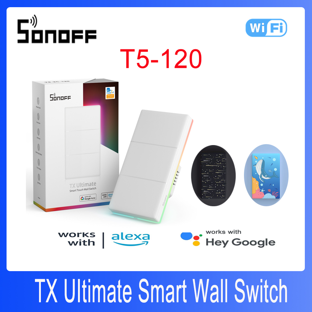 Sonoff - スマートウォールスイッチ,SONOFF-TX uiighty 120タイプ,ワイヤレスリモートコントロール,シリコンバットアプリ,交換可能なカバー,Alexa, Google Home