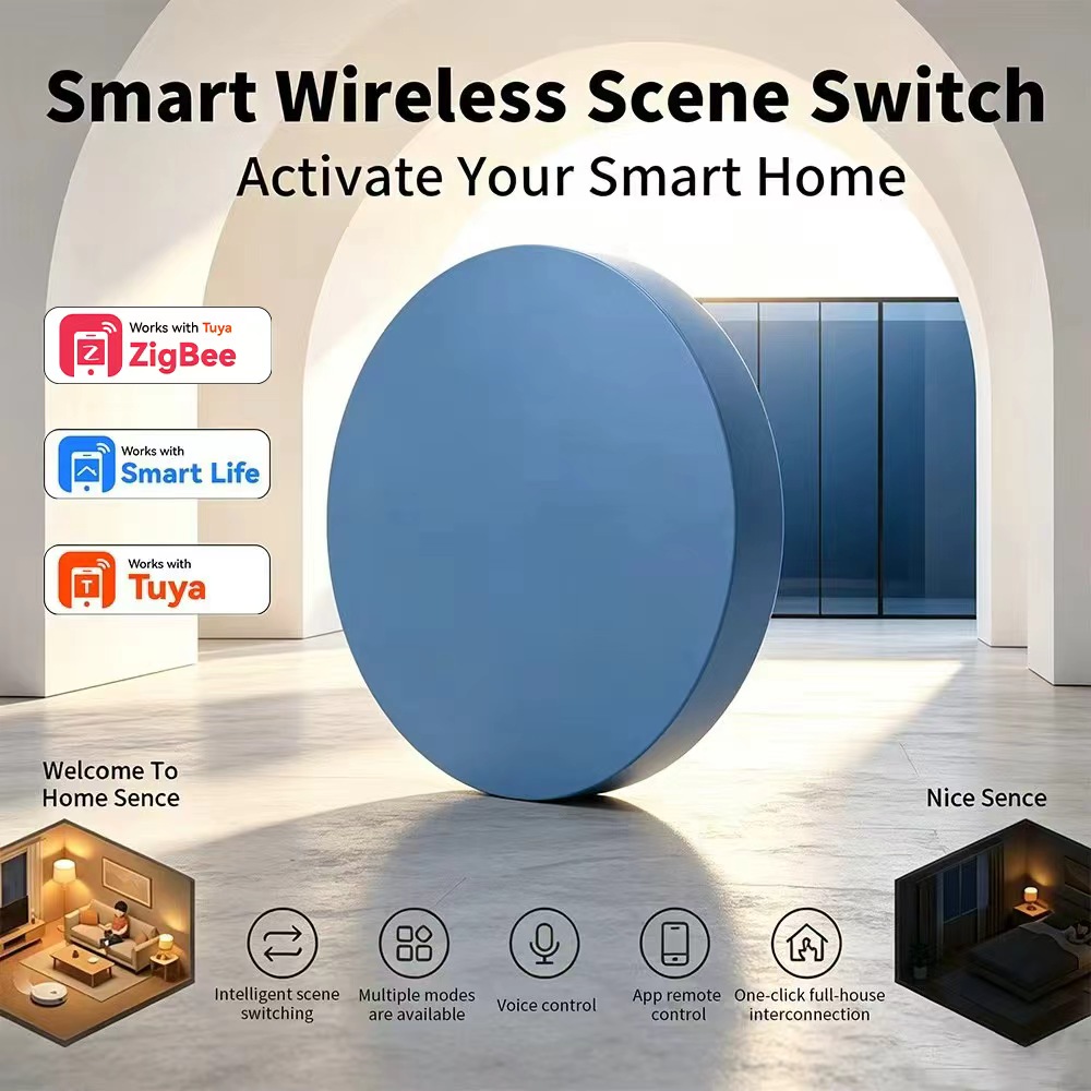 Smart Relay Tuya - Zigbeeスマートシーンプッシュボタン、Tuya Smart Life、Alexa、Google Home対応、CE RoHS認証取得済み、ワイヤレスシーンスイッチ、ホームオートメーション