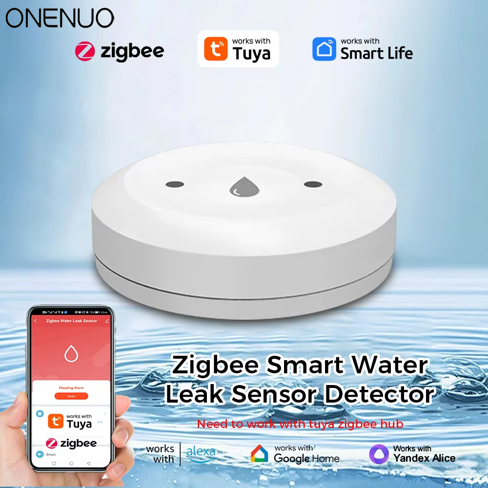 Home Assistant Tuya - ONENUO Tuya ZigBee スマート水センサー漏水検知器洪水水漏れ警報スマートライフコントロール Zigbee ゲートウェイで動作